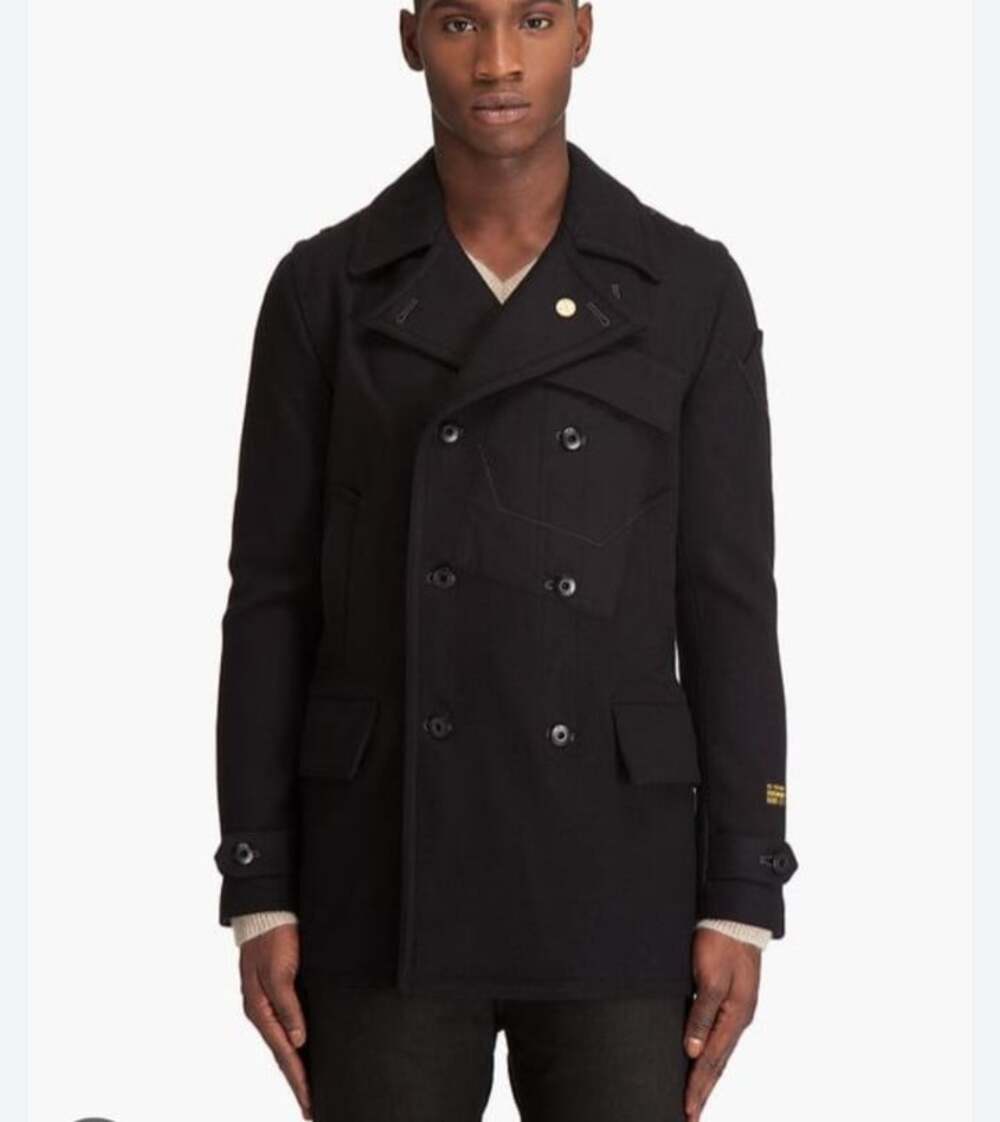 G-Star RAW Men's Fleet Carrier Double-Breasted Wool Peacoat Black Size Small